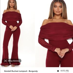 Ruched burgundy jumpsuit